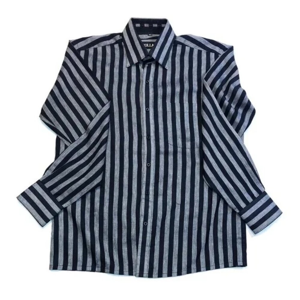 Vintage Collars Grey and Black Striped Long Sleeve Shirt Sz: 40 Collar